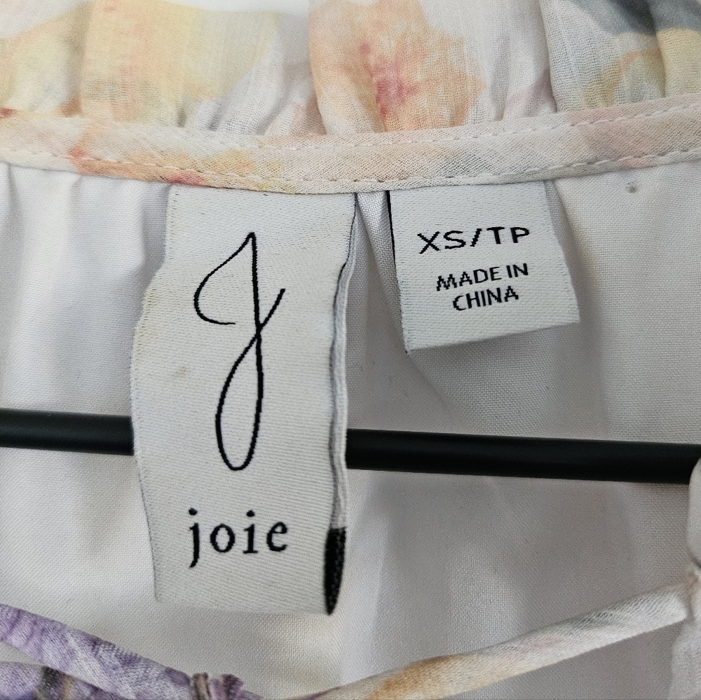 Joie Floral Ombré Maxi Dress XS Boho Tiered Chiffon Tie Neck Lined - Picture 8 of 16